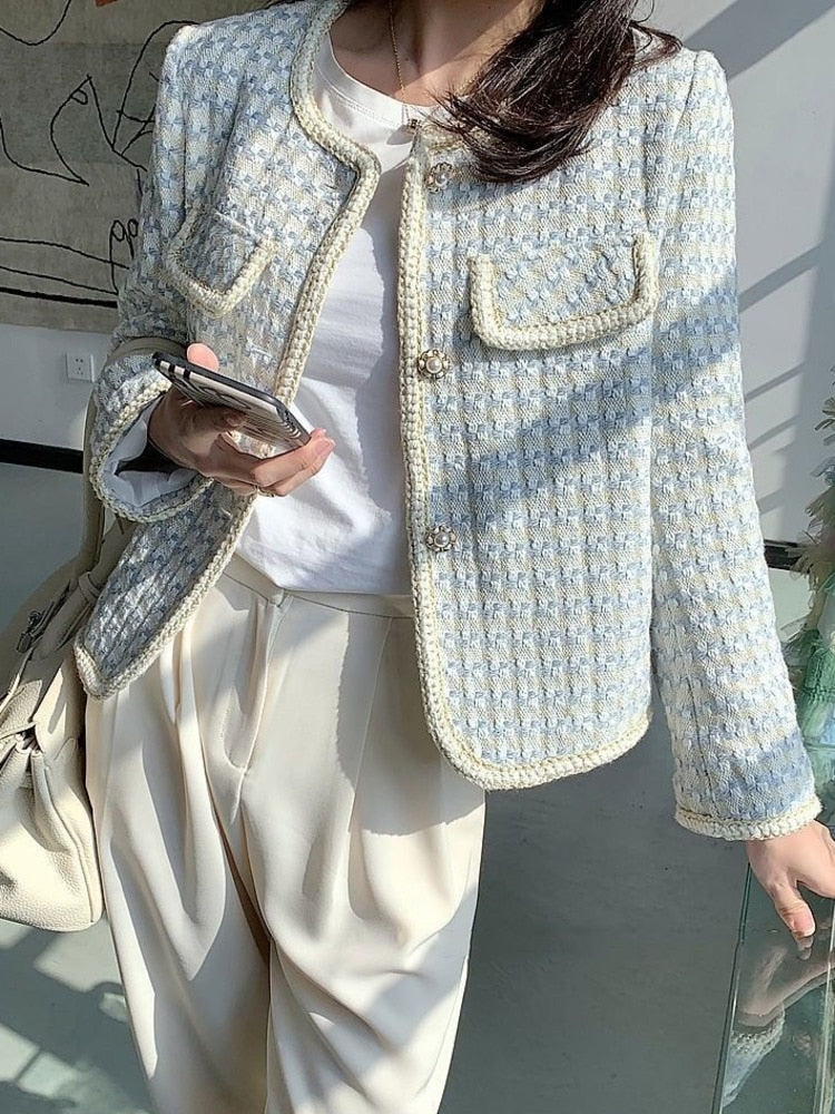 WW | Women's Tweed Plaid Short Jacket