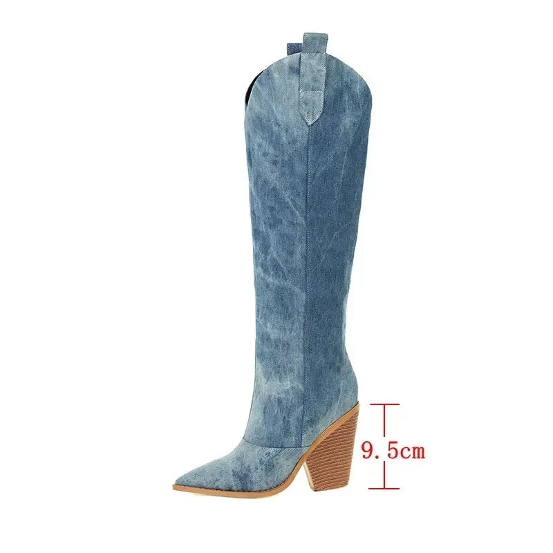 WW | Knee-length Denim Boots