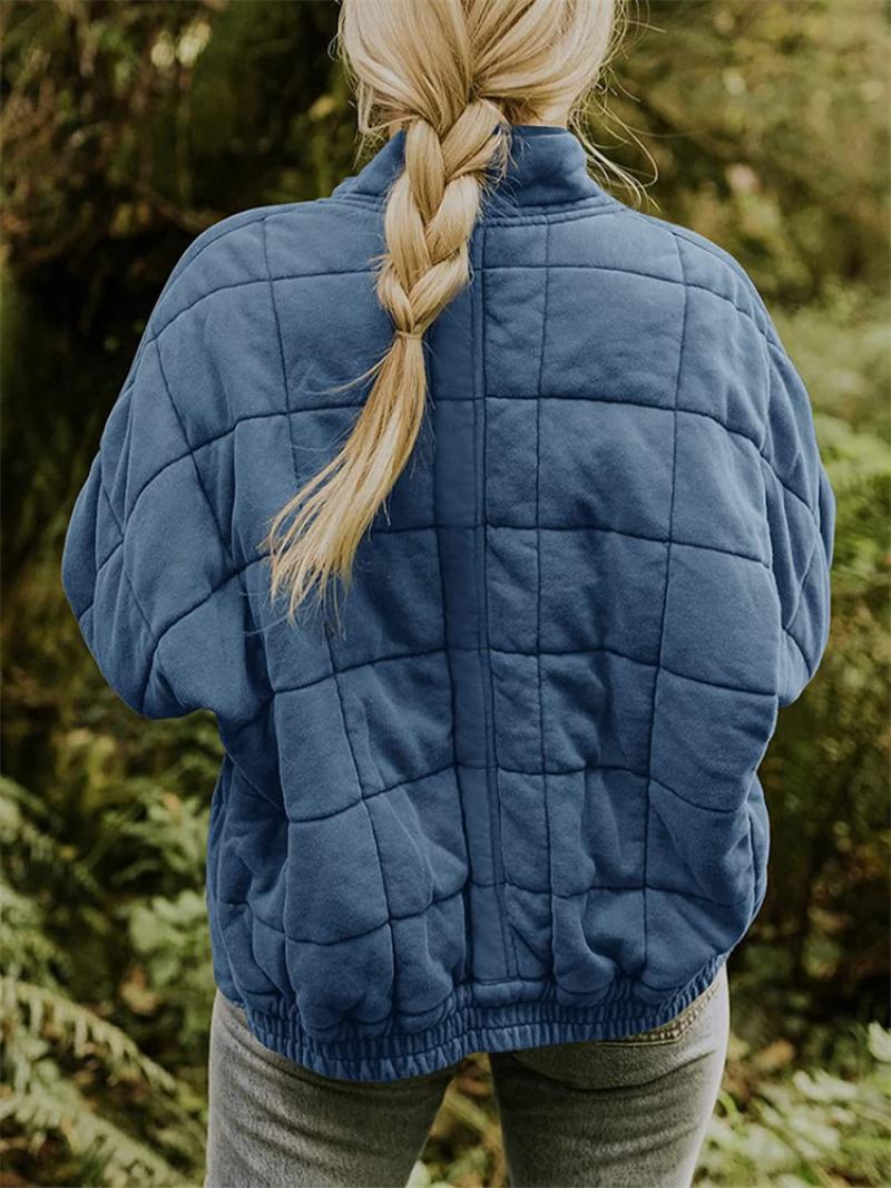 WW | Quilted Jacket - Loose Fit - High Collar - Zipper - Side Pockets