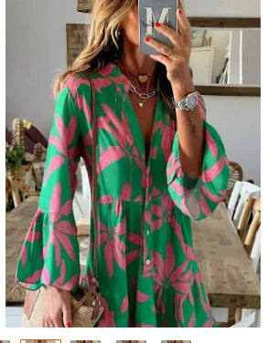 Everlen™ Boho-Blumen-Midikleid