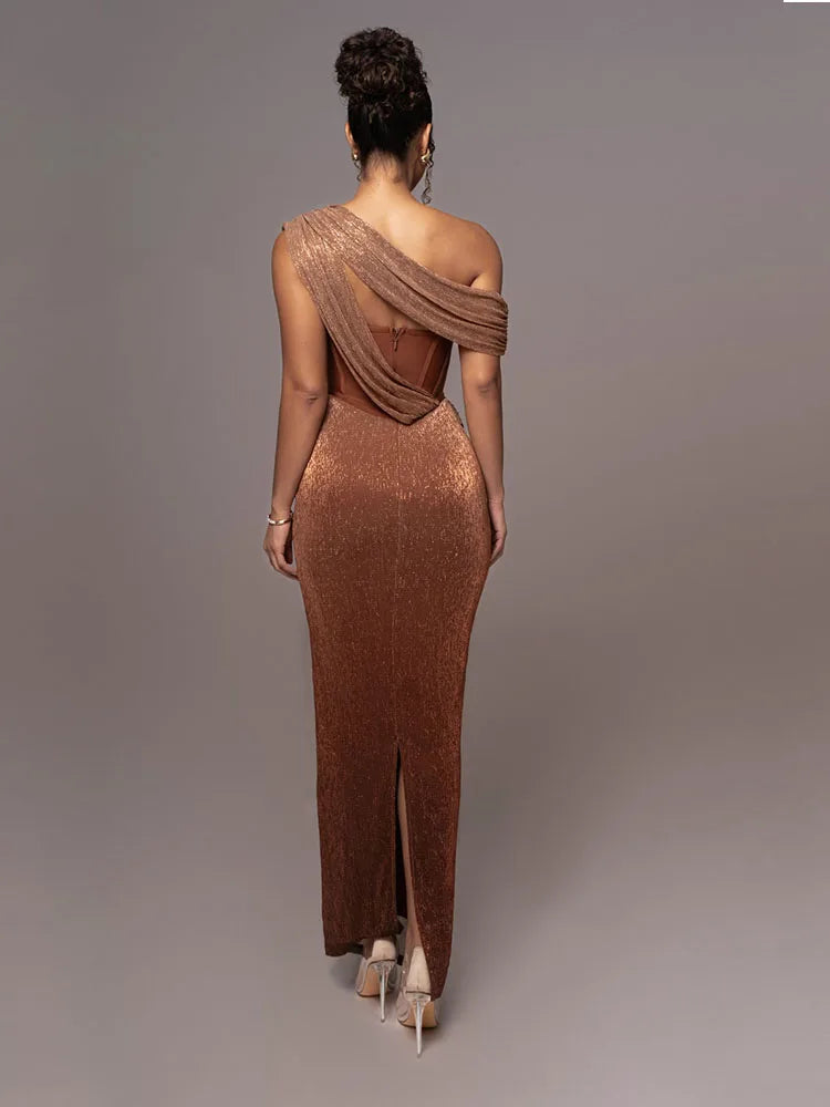 WW | Glitter Backless Evening Maxi Dress