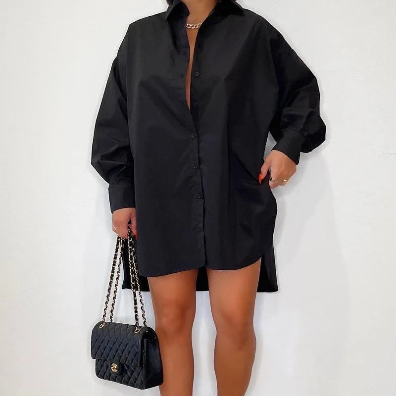 WW | Einfarbiges Hemdkleid mit Knöpfen