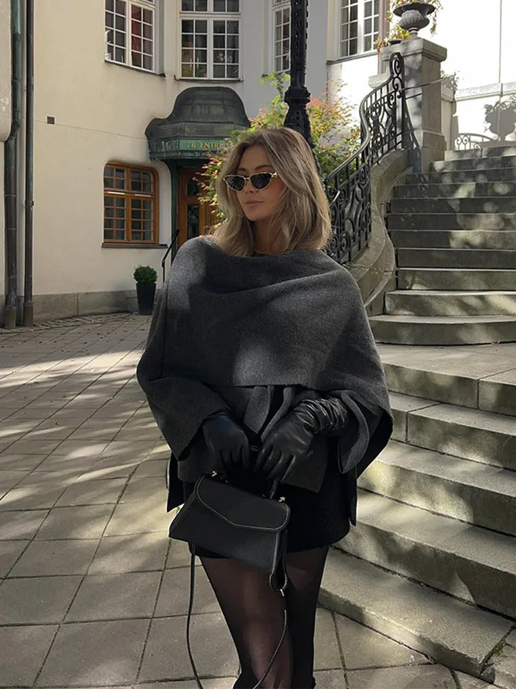 WW | Eleganter und warmer Wollumhang für Frauen im Winter