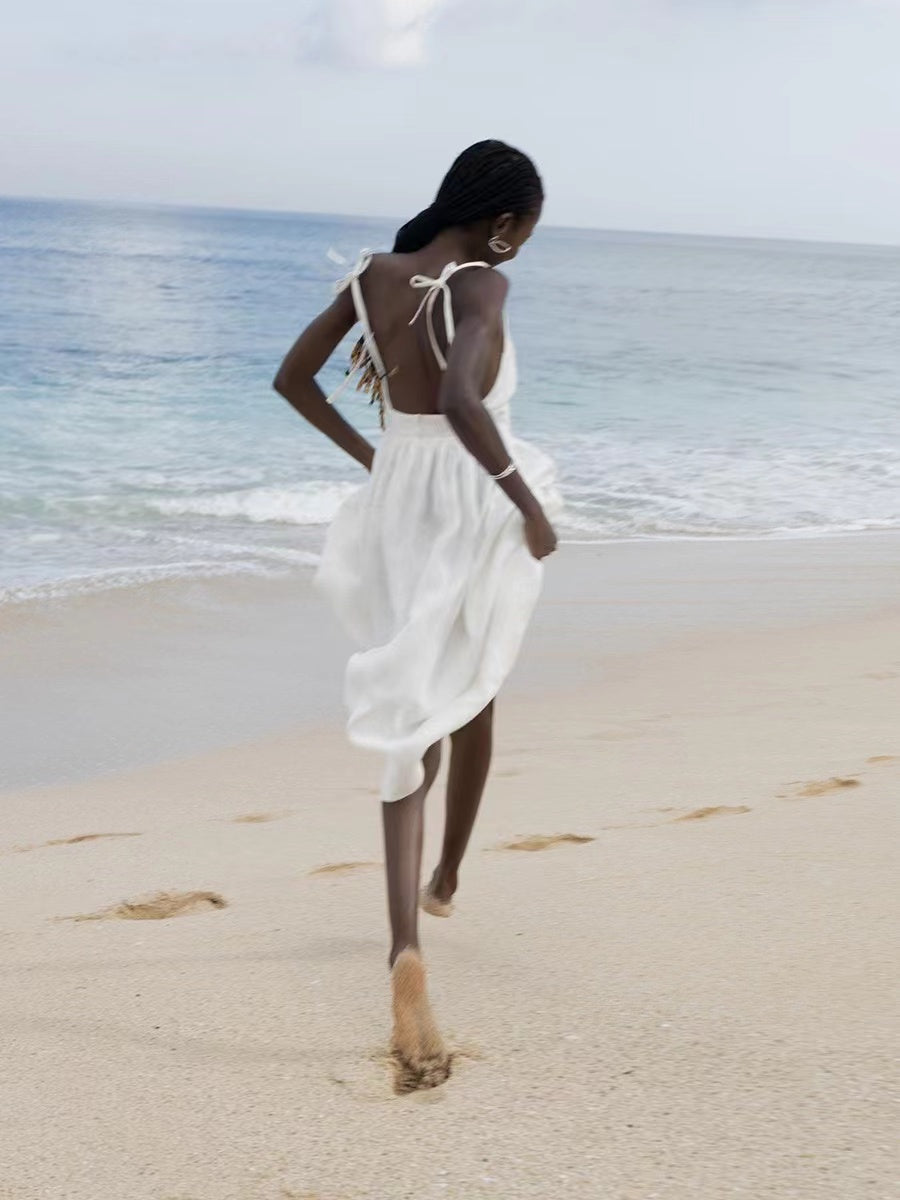 WW | Atmungsaktives Sommerkleid Aus Leinen Für Damen