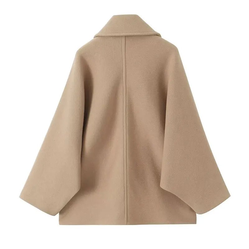 WW | Wolle-Mischung Cape Mantel - Elegant & Schick - Minimalistischer Stil - Raffinierte Schichtung
