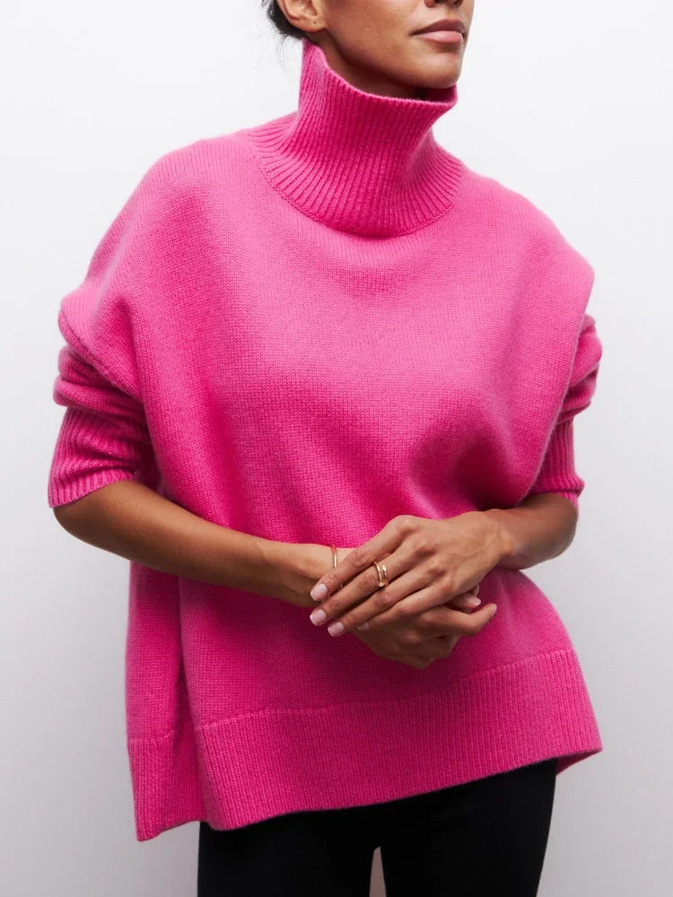 Oversized knitted turtleneck sweater