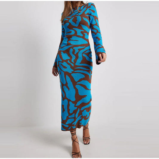 WW | Stilvolles lang gestricktes Kleid mit langen Ärmeln