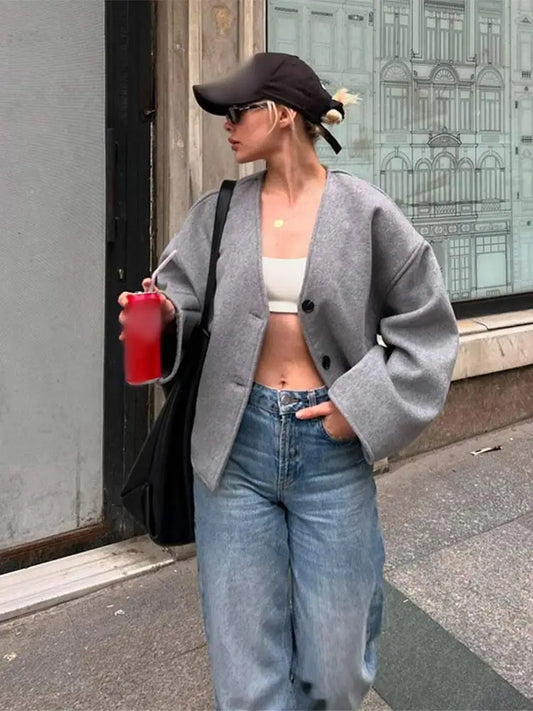 WW | Retro-Doppelreiherjacke für Damen, urbaner und eleganter Stil