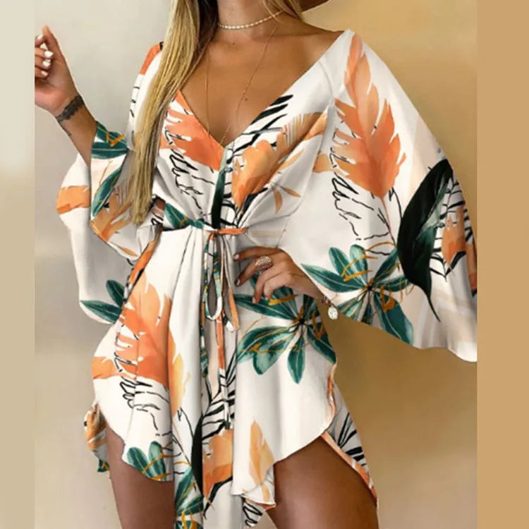 Daisy - Boho Floral V-Neck Mini Dress