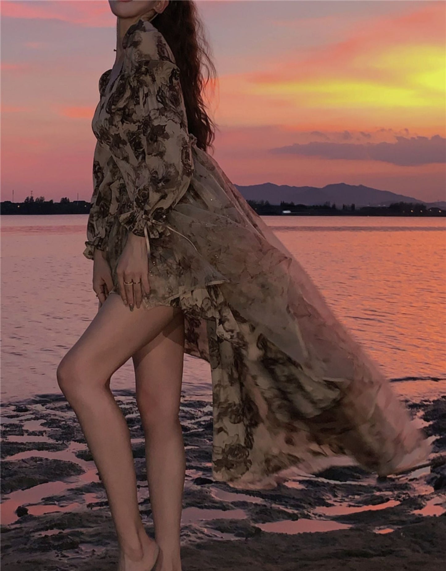 WW | Floral Fairy Princess Kleid mit Abnehmbarem High-Low Rockschicht