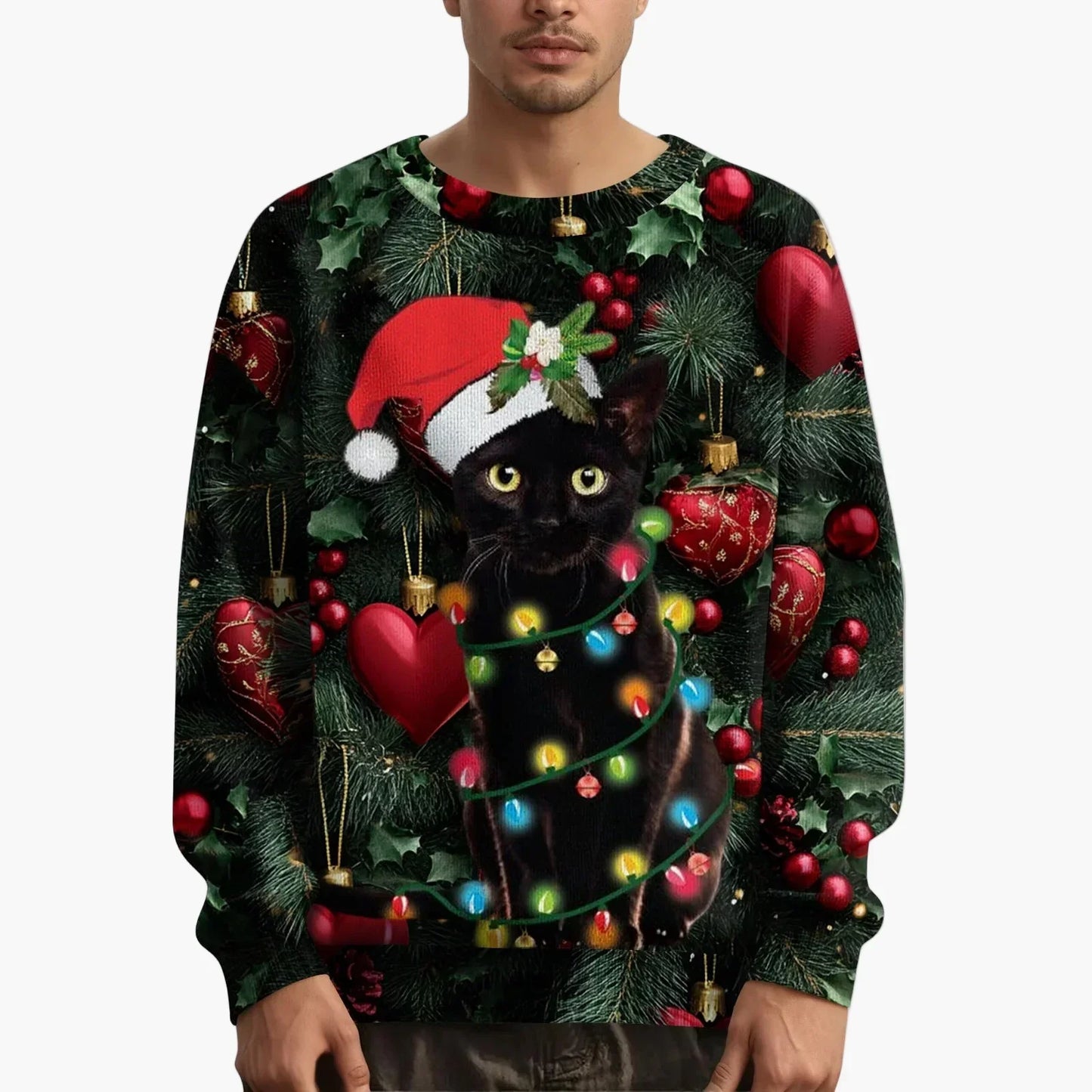 WW | Weihnachtspullover mit Katzenmotiv und festlichem Design - Lustiger Weihnachts-Sweater für Weihnachten und Winter