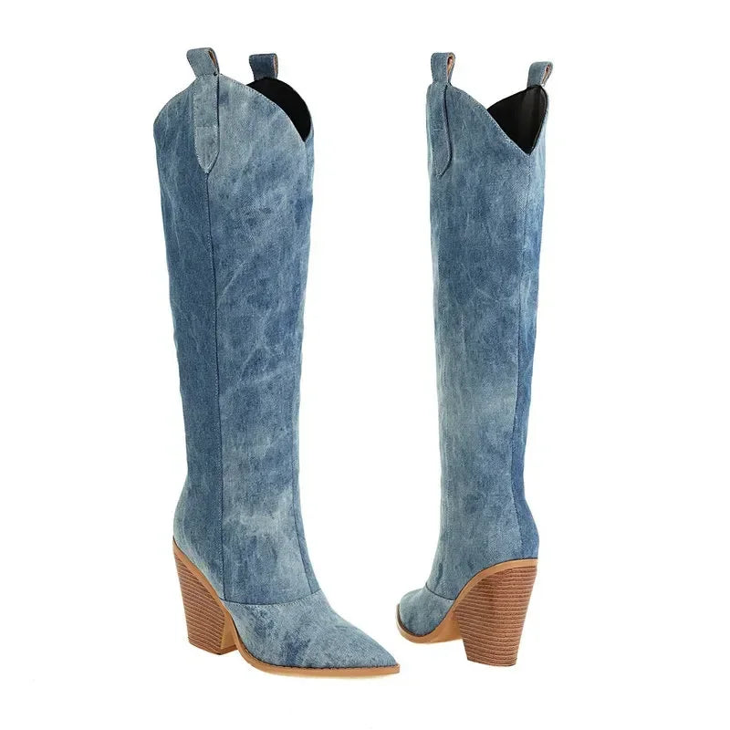 WW | Knee-length Denim Boots