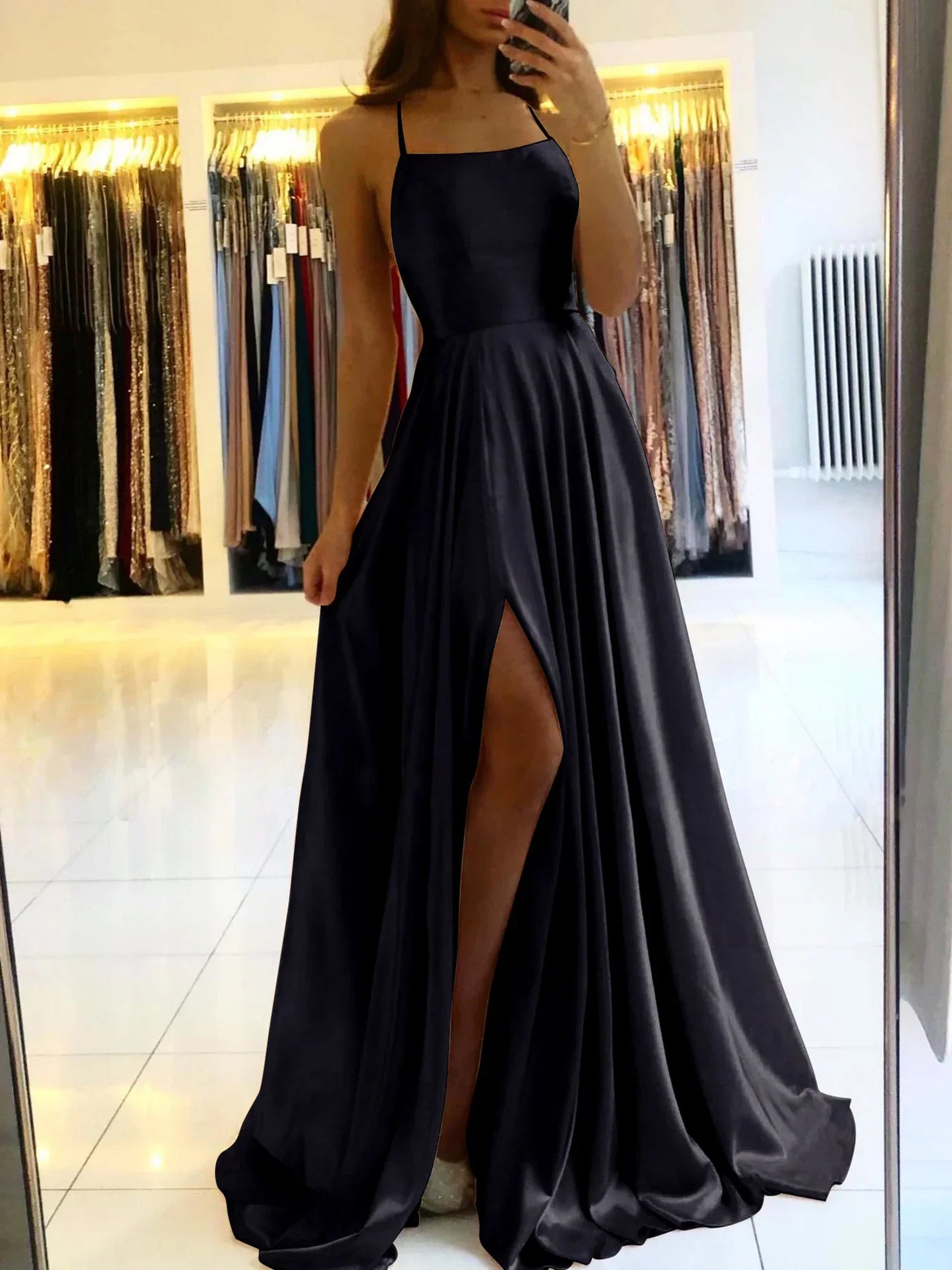 Elena | Old Rose Satin Prom Dress