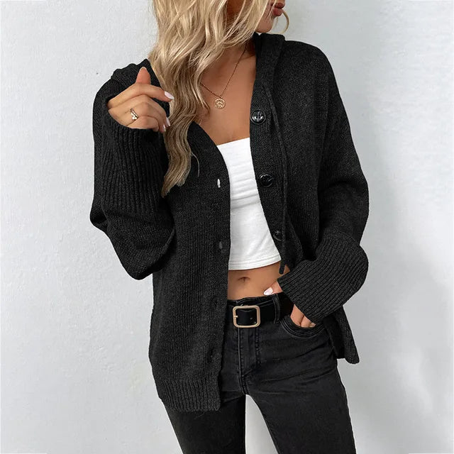 WW | Cozy Cardigan with Hood & Button Placket
