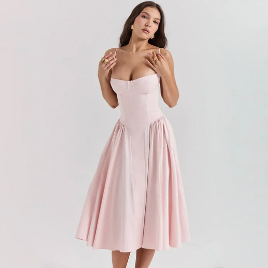 Freya | Cottagecore Corset Midi Dress