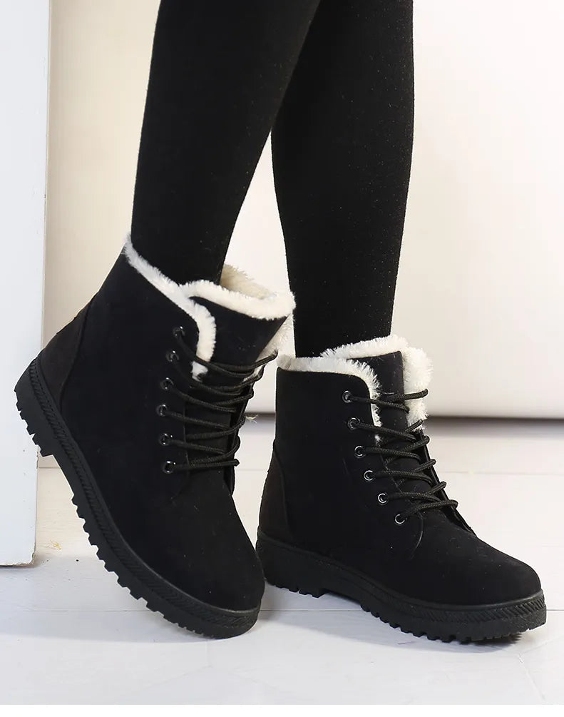 WW | Winter Boots - Lined Lace-up Boots with Warm Lining & Non-slip Sole