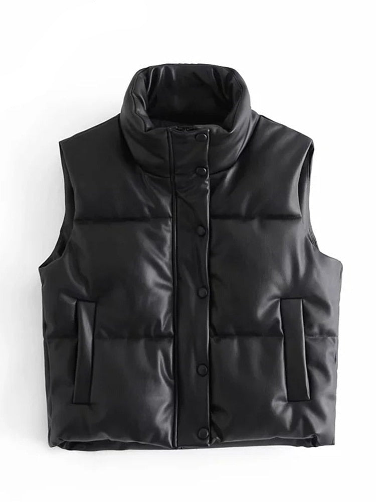 WW Leather Jackets for Women | Elegant Stand-Up Collar Vests | Fashionable Zip-Up Jackets