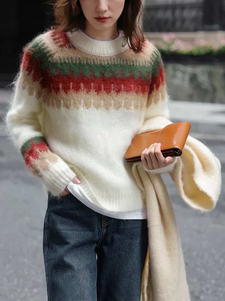 WW - Hässlicher Weihnachtspulli - Dick gestrickter Pullover mit Retro-Muster