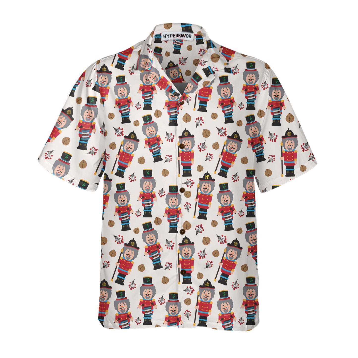 WW | Nahtloses Weihnachtsmuster mit Nussknacker Weihnachts-Hawaiian-Shirt