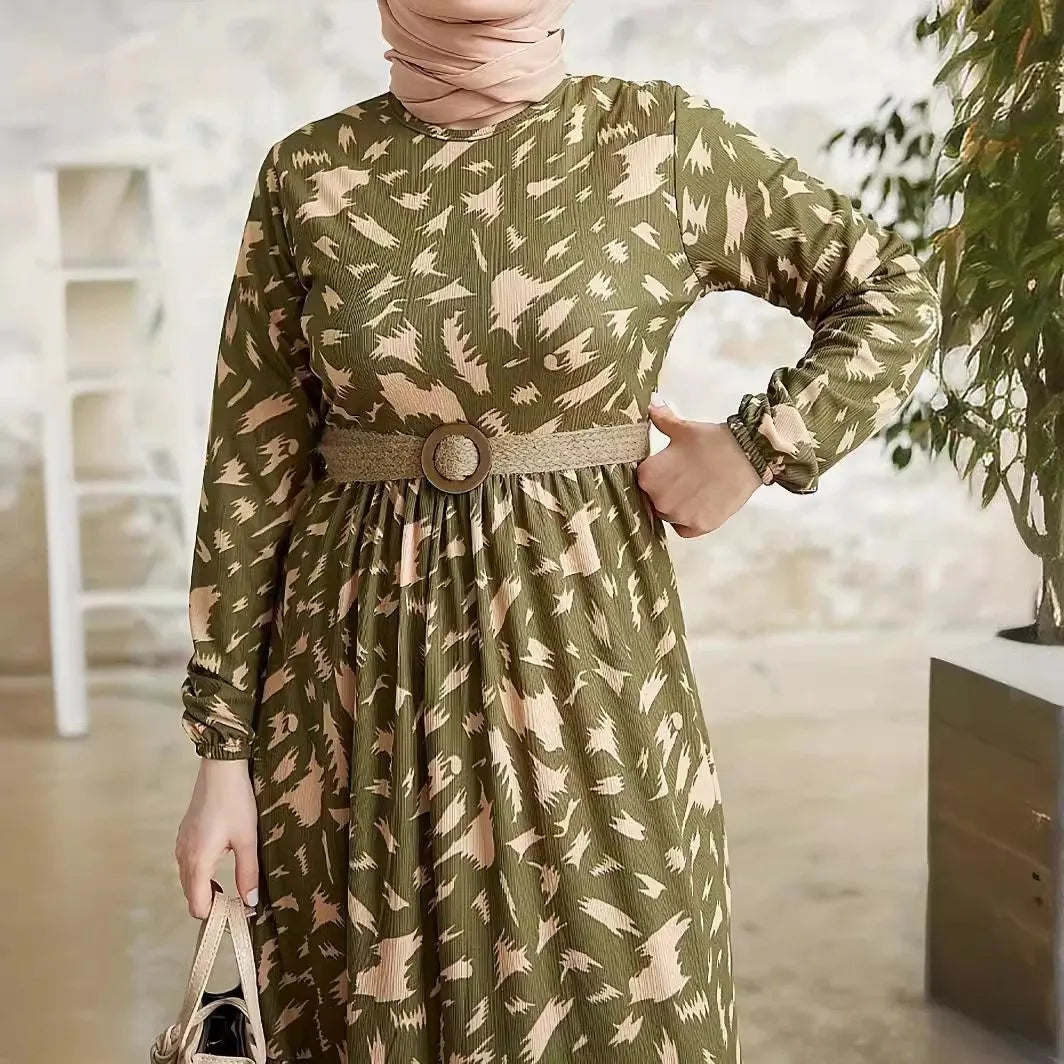 WW | Elegantes Langarm Kleid Gedruckt