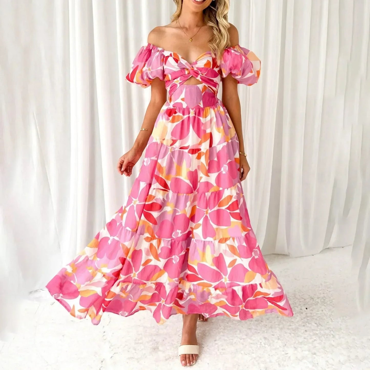 Mira | Floral, Formal V-Neck Maxi Dress
