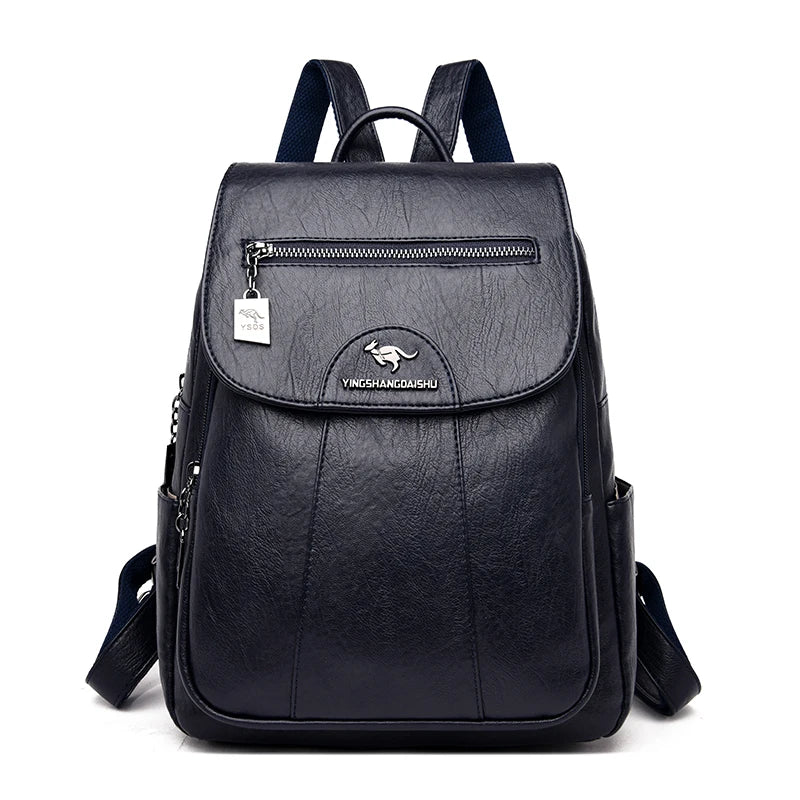 WW | Large Leather Anti-Theft Backpack for Women