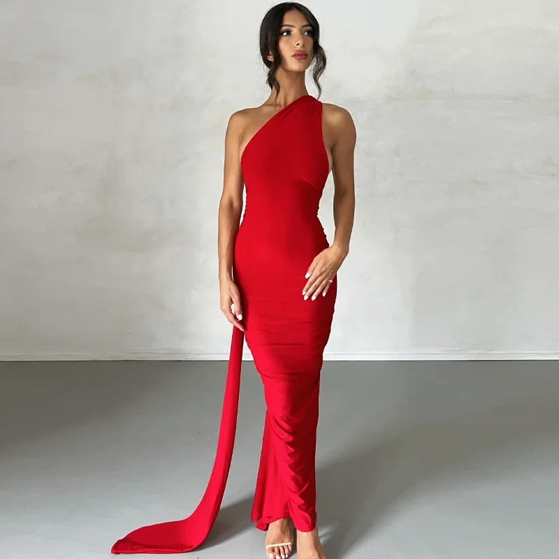 WW | Elegante Bodycon-Kleid mit Einem Schulter Rückehoch