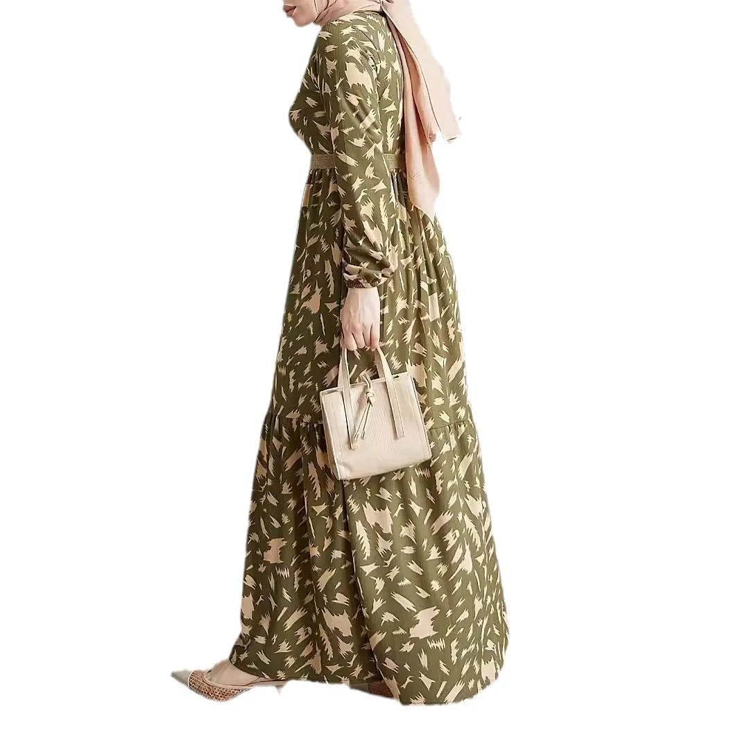 WW | Elegantes Langarm Kleid Gedruckt