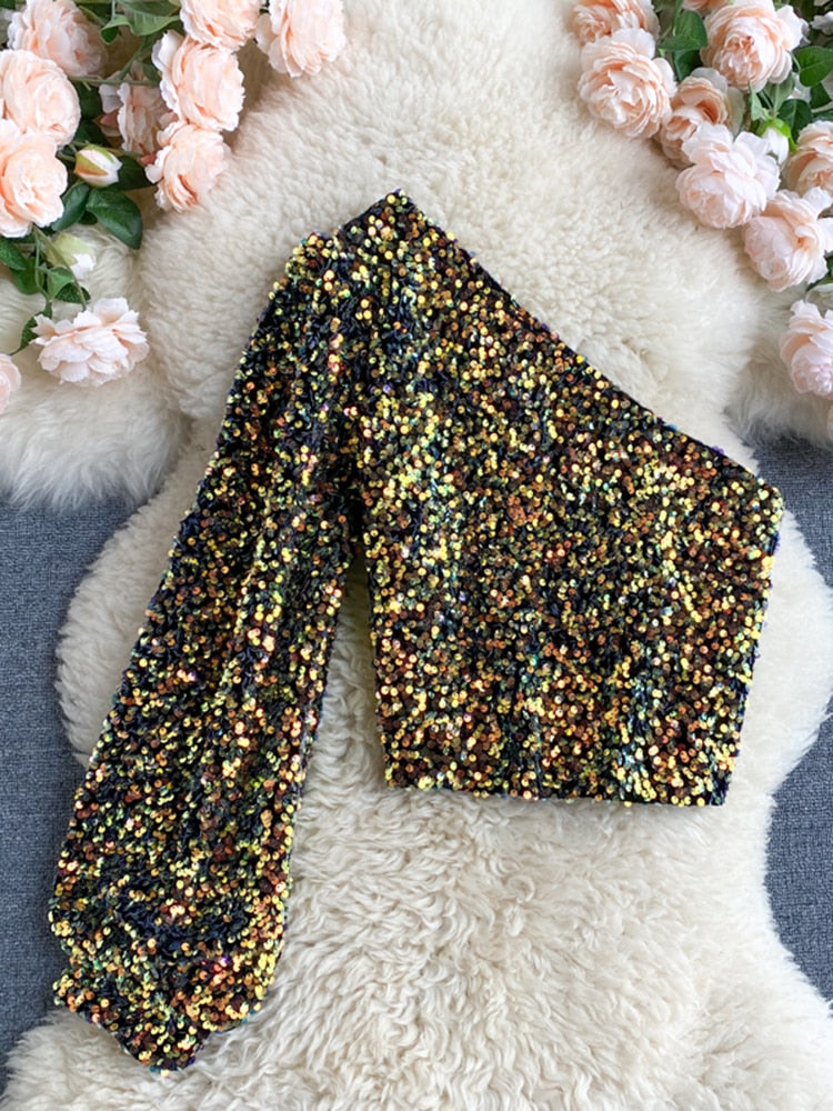 WW | Glittery One-Shoulder Top