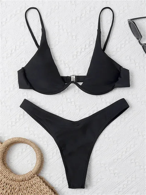 WW – Bügel-Bikini-Set: Push-up-BH und Tanga-Bademode für Damen