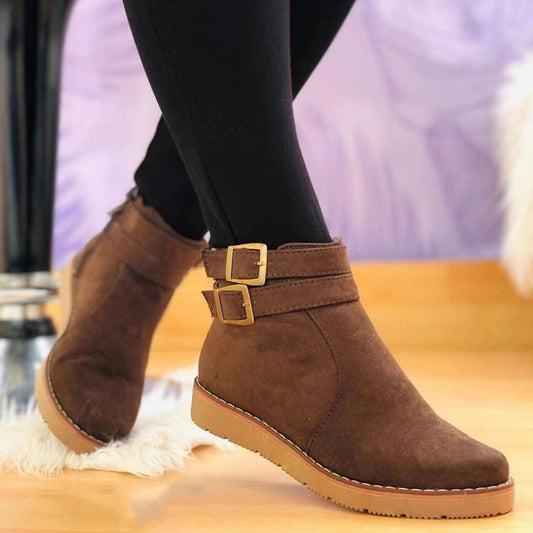 WW | Flache Stiefeletten aus veganem Leder mit Wildleder-Optik für Damen - Ideal für den Alltag