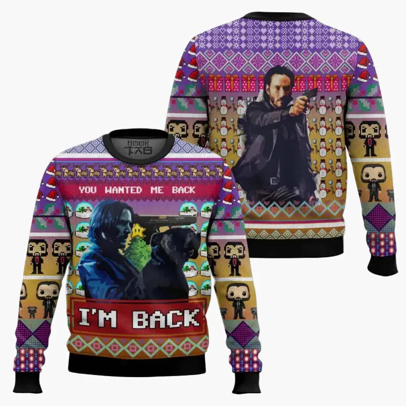 WW | Ugly Christmas Sweater - Funny "Wick-Mas" Sweater for Fans, Christmas, Party