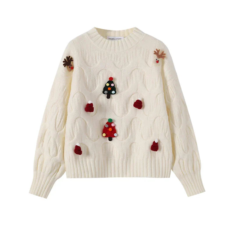 WW - Hässlicher Weihnachtspulli - Damen Weihnachtspullover im Vintage-Stil