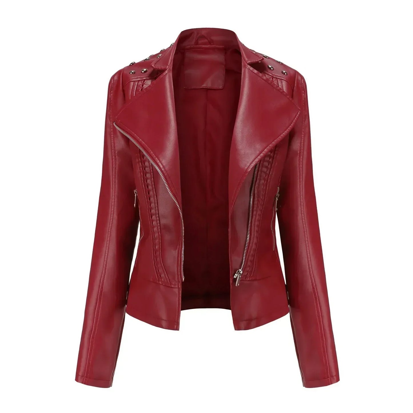 WW | Biker jacket with studded lapel collar
