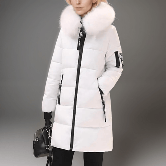 WW | Winter Puffer-Jacke mit Kunstfellkragen - Weiß - Baumwollmischung
