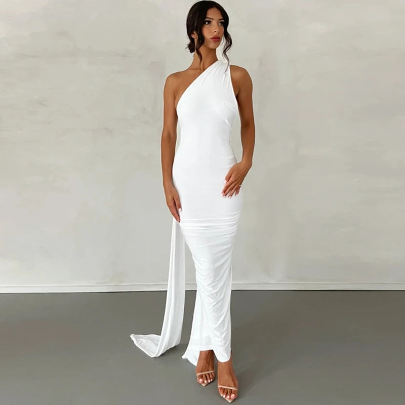 WW | Elegante Bodycon-Kleid mit Einem Schulter Rückehoch