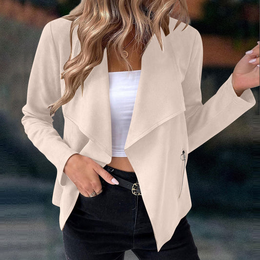 WW | Elegant waterfall jacket with zipper details