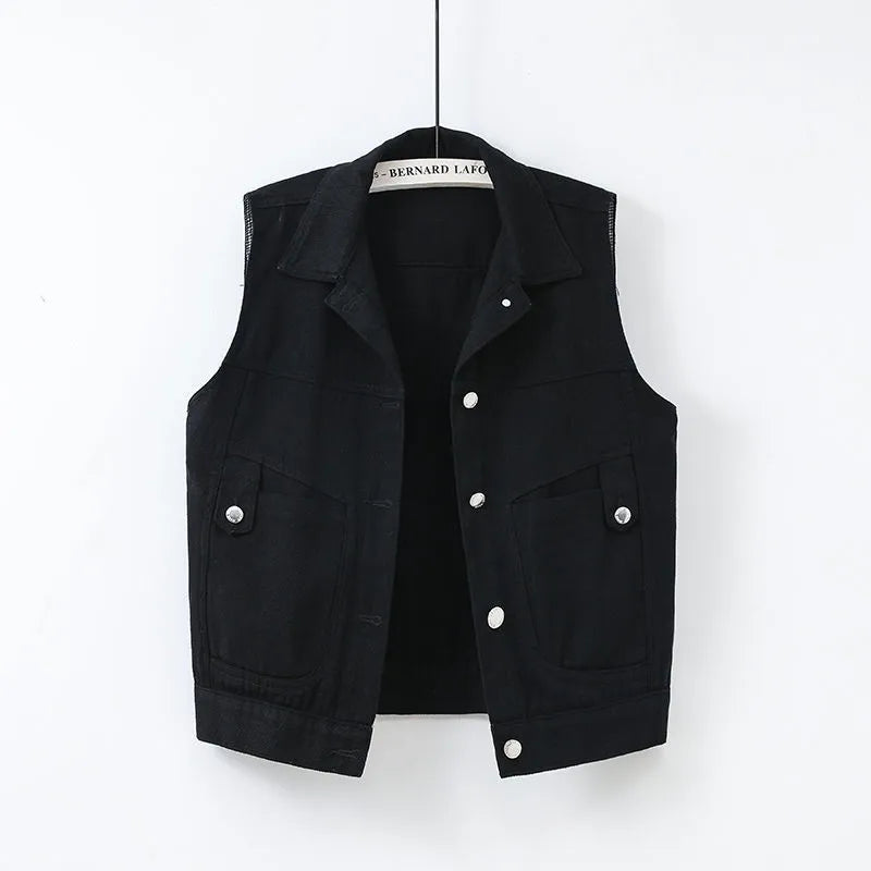 WW | Casual denim vest with pocket detail