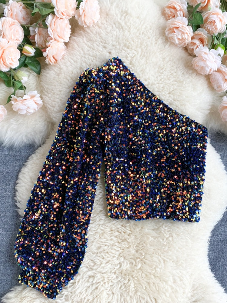 WW | Glittery One-Shoulder Top