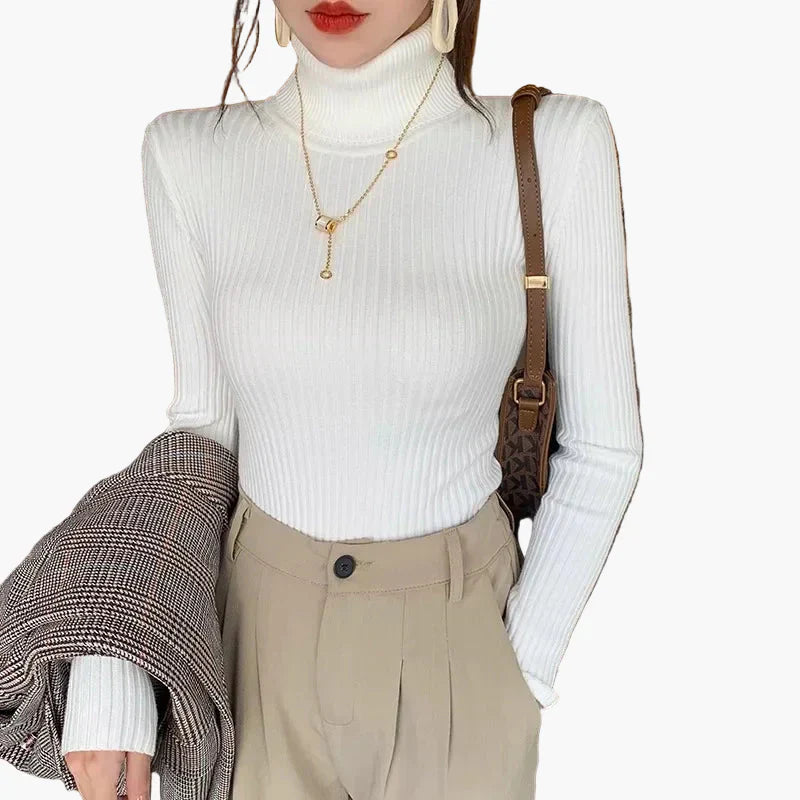 WW | Turtleneck Ribbed Basic Long Sleeve - Versatile Fall & Winter Look