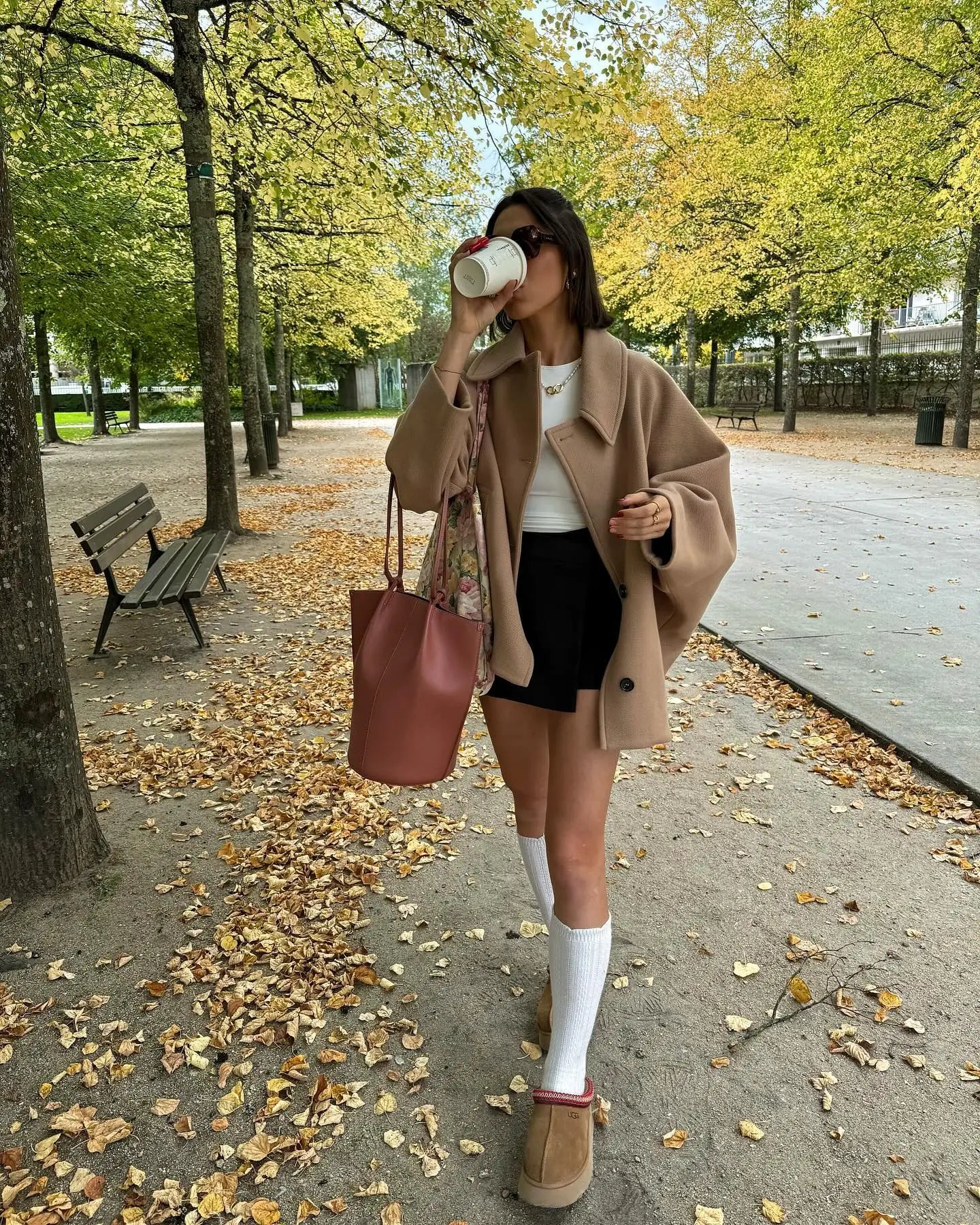 WW | Oversized Wool Blend Coat Comfortable Fit Button Placket Classic Collar