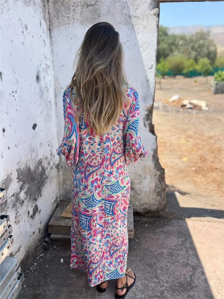 Sienna | Maxi dress in boho style with leopard print