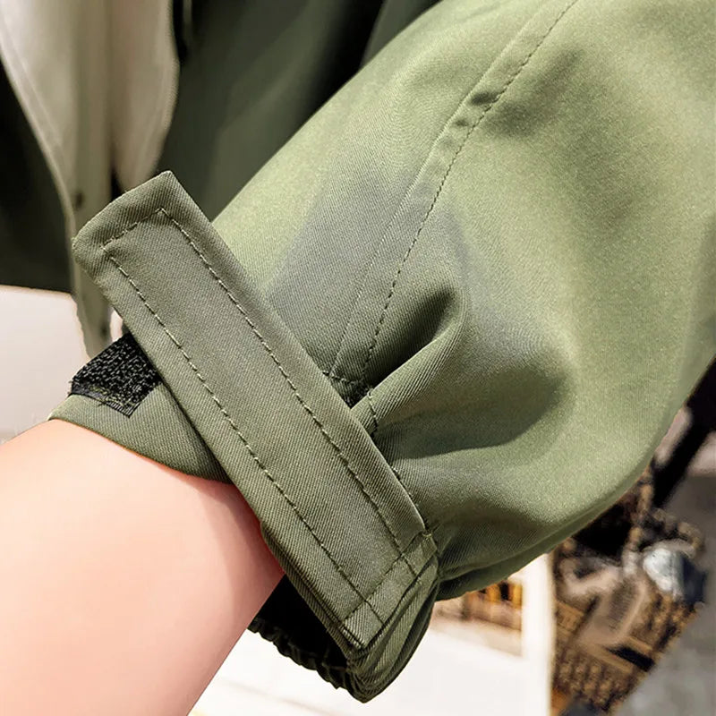 WW | Eleganter grüner Trenchcoat für Damen in der Übergangssaison
