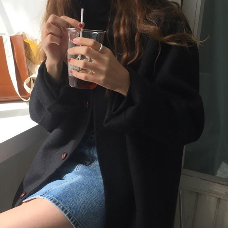 WW | Warm and Stylish Single-Breasted Wool Coat