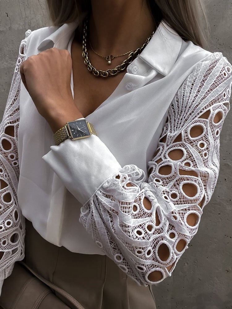 WW - Lässige Bluse mit Spitzenärmeln