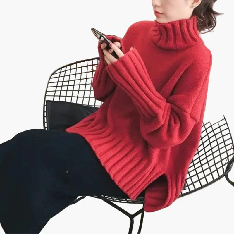 WW | Oversized High-Neck Pullover - Trendy Korean Style for Autumn and Winter