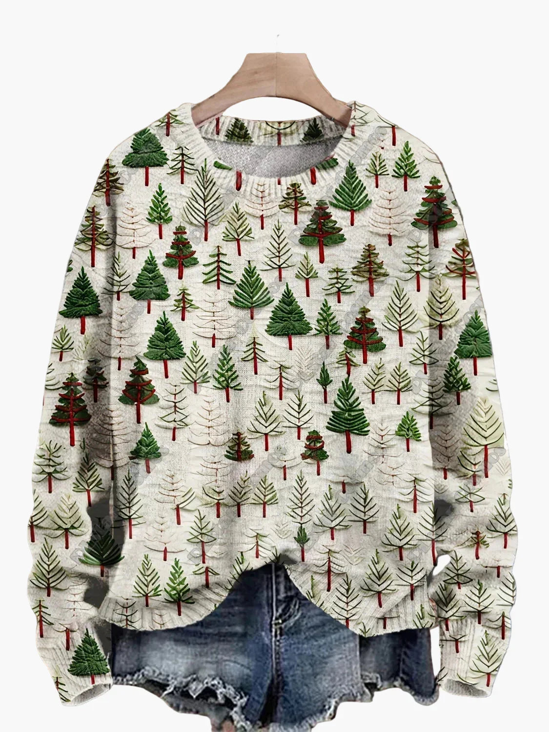 WW | Christmas sweater with festive 3D embroidery - Ideal for holidays, parties & winter