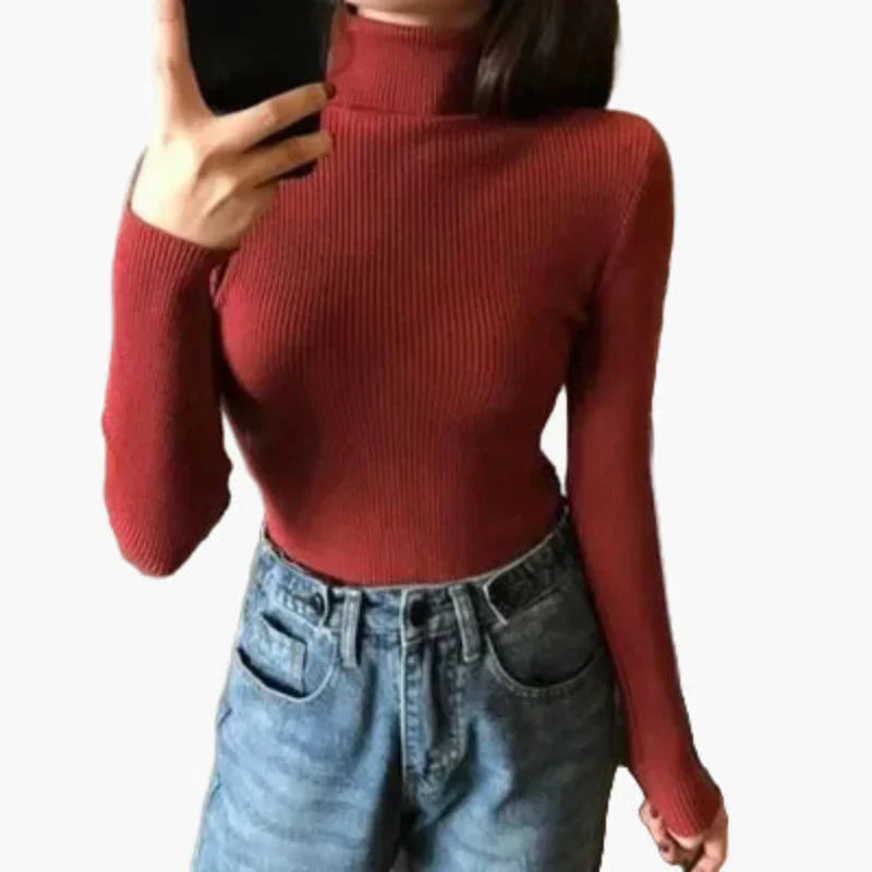 WW | Turtleneck Ribbed Basic Long Sleeve - Versatile Fall & Winter Look