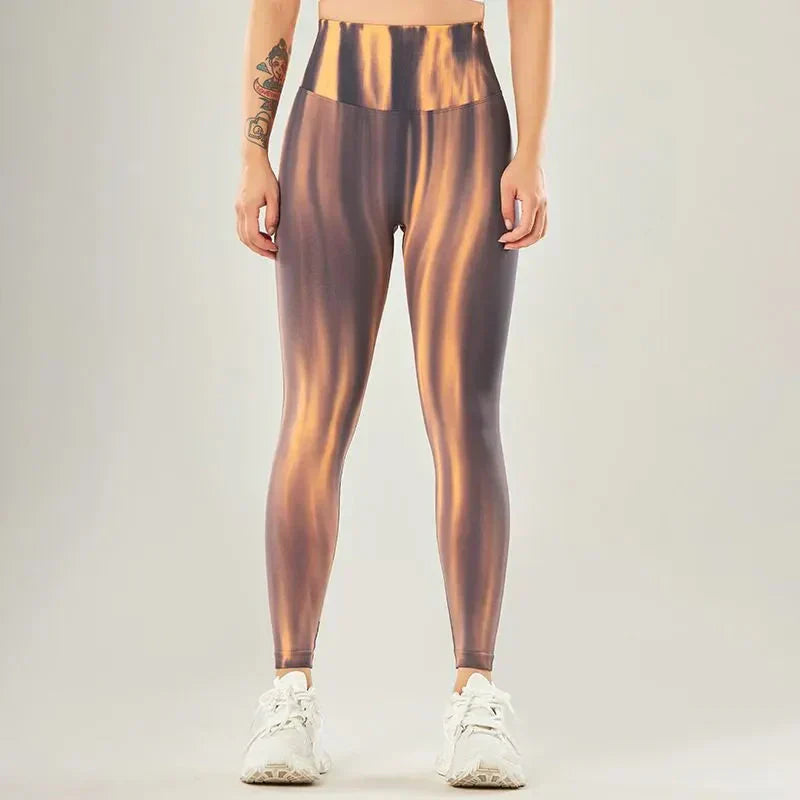 WW | High Waist Leggings mit Wellenmuster - Perfekt für Freizeitaktivitäten für Damen