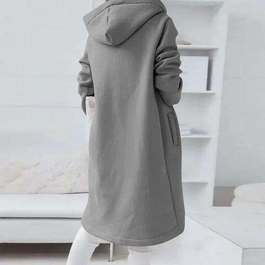 WW | Hooded cardigan with curved hem
